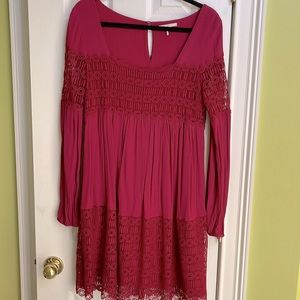 Anthropologie red long sleeve dress size 8